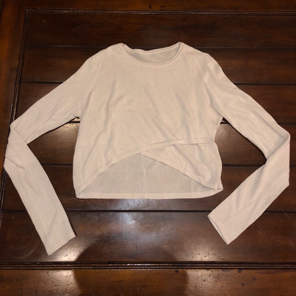 BCBG Long Sleeve Cream Crop Top